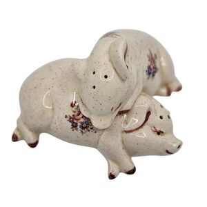 Vintage Pig Piggies Salt & Pepper Shakers Nestable Pigs Huggy Pigs